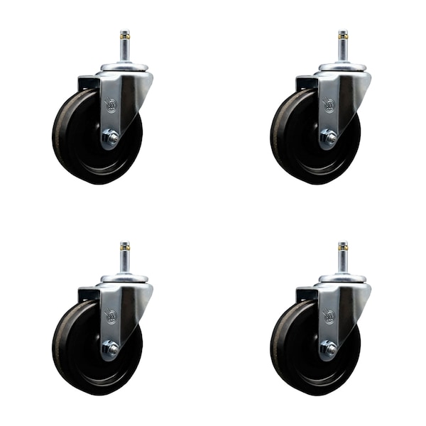 4'' Phenolic Wheel Swivel 7/16'' Grip Ring Stem Caster Set, 4PK